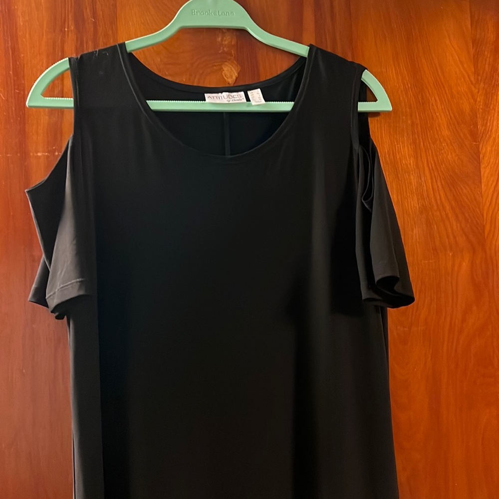 Attitudes long black cold shoulder dress in size large.